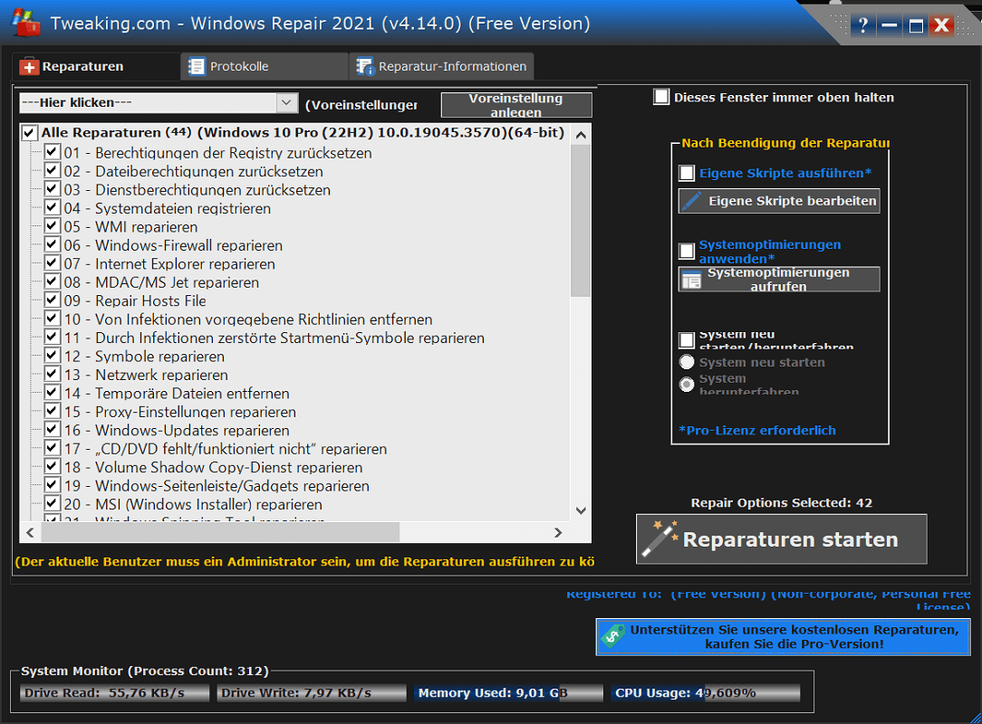 Scarica lo strumento di riparazione di Windows da Tweaking.com