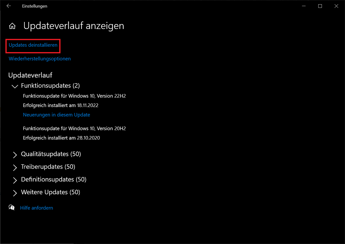 Ripristina gli aggiornamenti di Windows