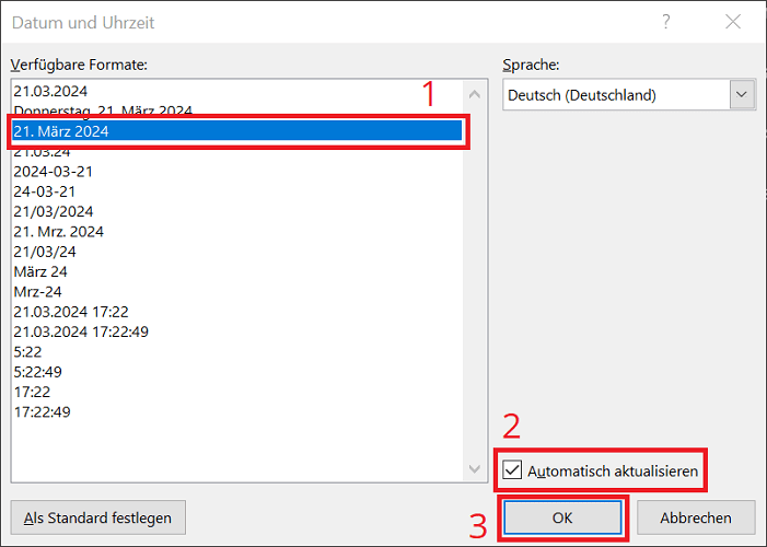 Word: inserisce automaticamente la data corrente
