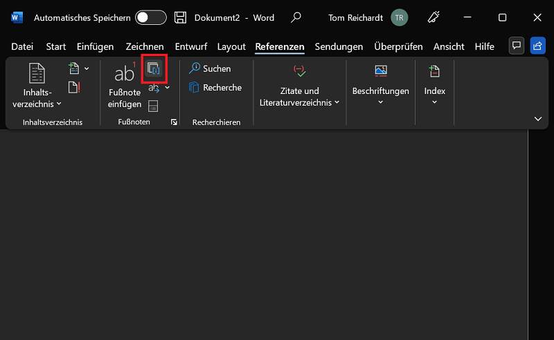 Endnote in Word einfügen