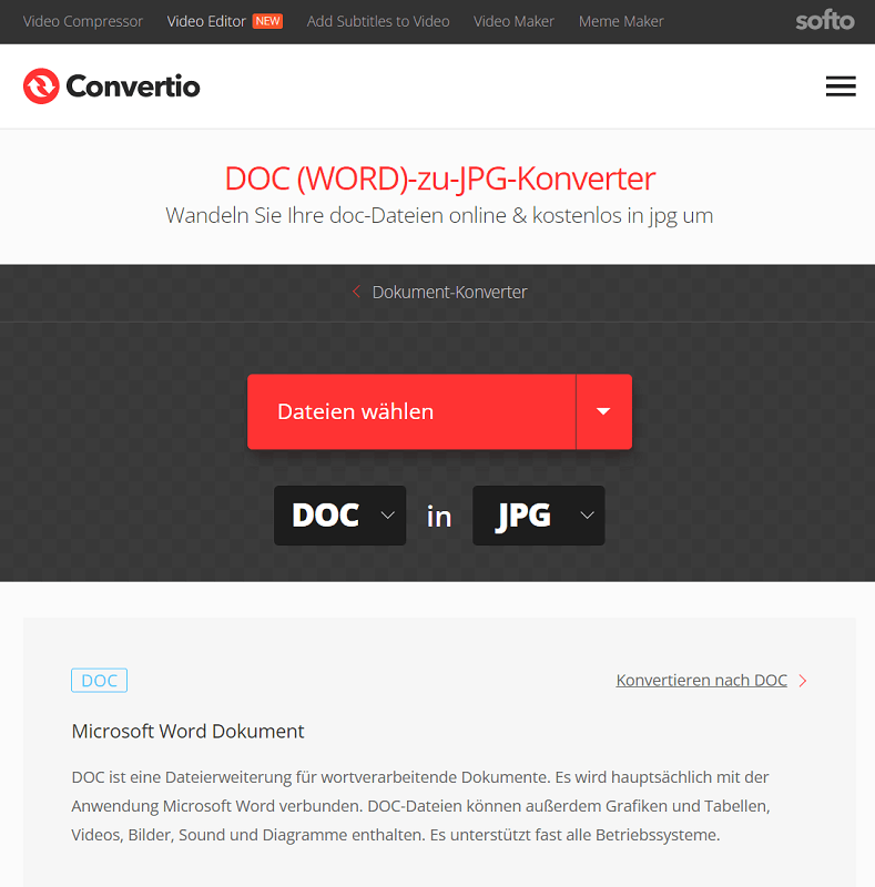 Converti Word in JPG utilizzando strumenti online