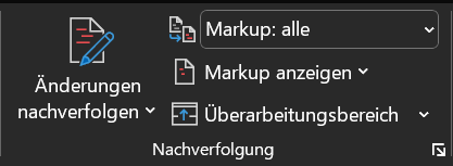 Menu delle opzioni della modalità di correzione Word