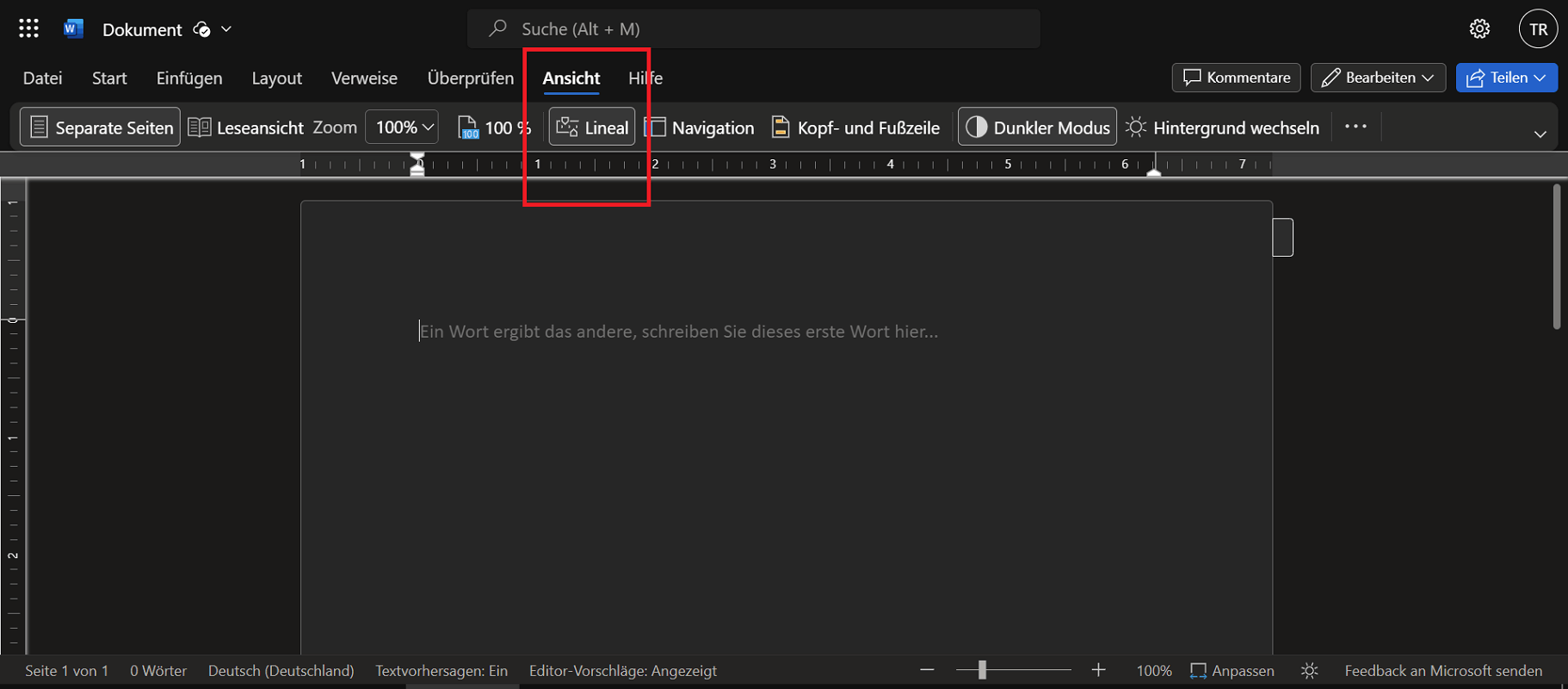 Mostra Word nella versione online di Word