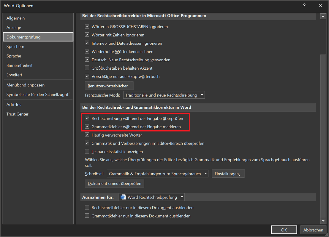 Attiva il controllo ortografico di Word
