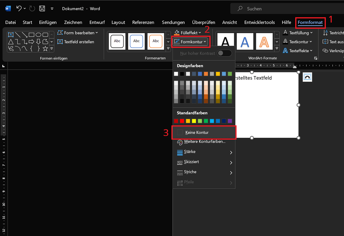 Rimuovi il bordo da una casella di testo in Word