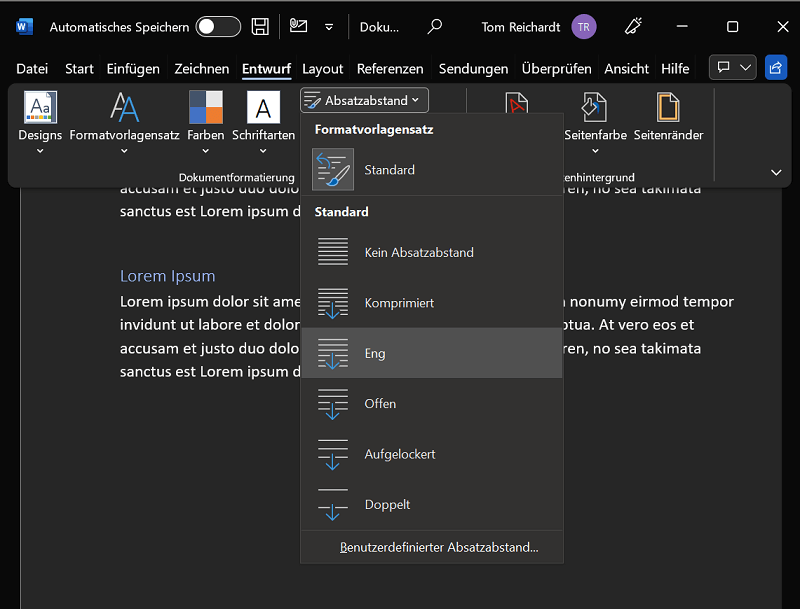 Zeilenabstand in Word im gesamten Dokument &auml;ndern.