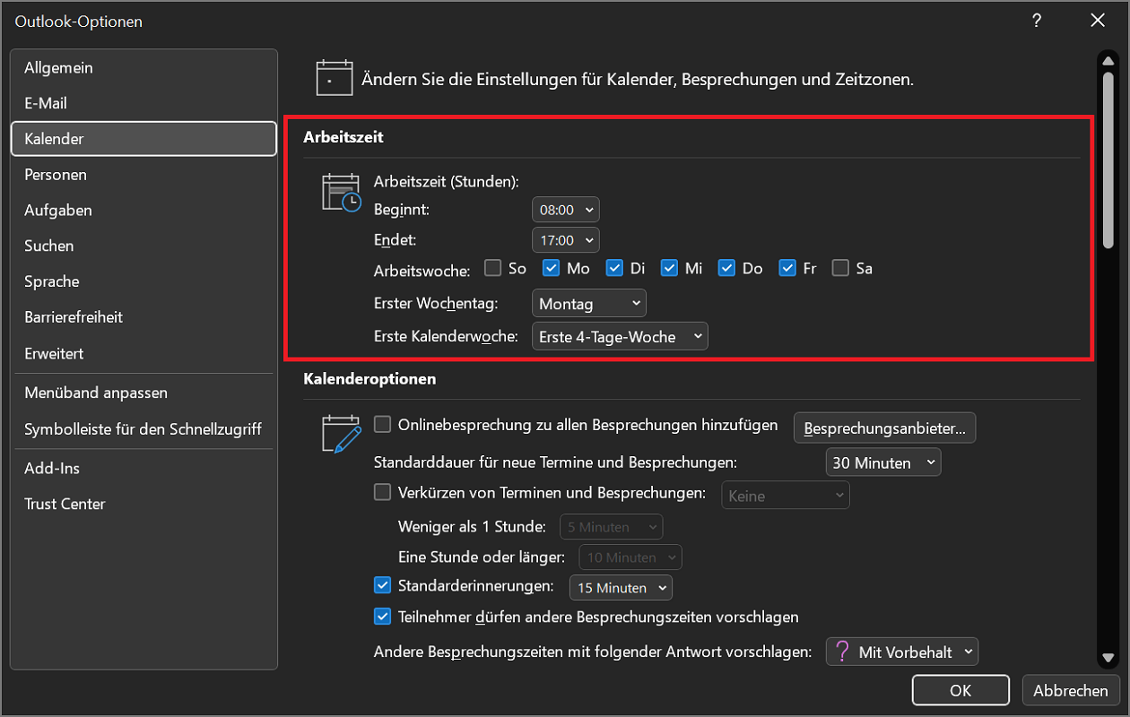 Impostazioni e personalizzazioni aggiuntive e Outlook