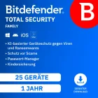 Bitdefender Total Security Family | 25 dispositivi | 1 anno