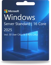 Windows Server 2025 Standard | 16 Core + 50 CAL utente + 5 CAL RDS