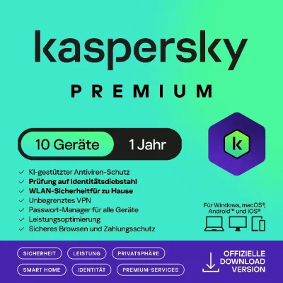 Kaspersky Premium | 10 dispositivi | 1 anno
