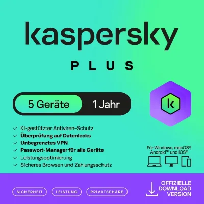Kaspersky Plus | 5 dispositivi | 1 anno