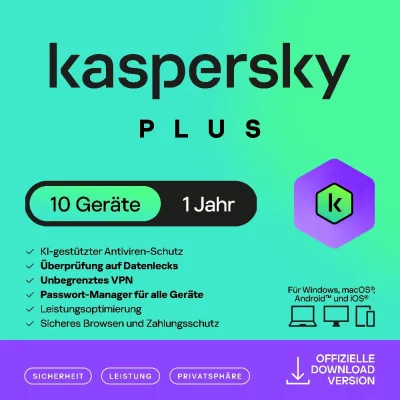 Kaspersky Plus | 10 dispositivi | 1 anno