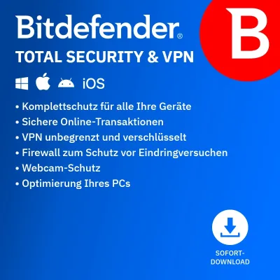 Bitdefender Total Security + VPN | 10 dispositivi | 2 anni