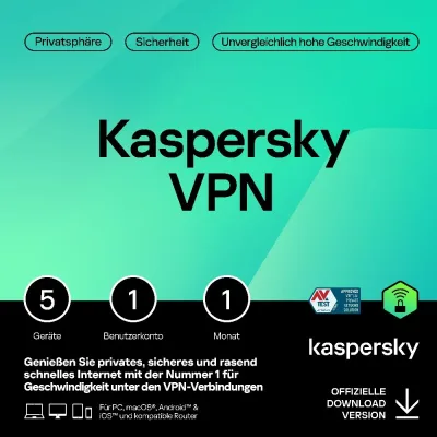 Kaspersky VPN Secure Connection | 5 dispositivi | 1 mese